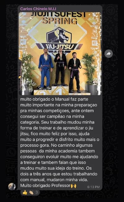 Depoimento de aluno do Manual do Jiu-Jítsu