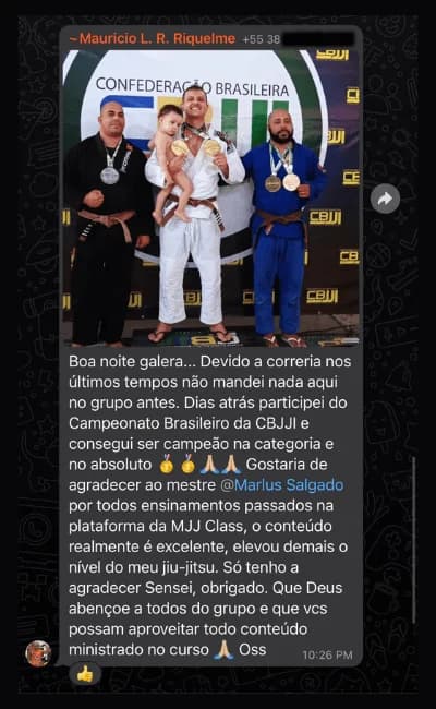 Depoimento de aluno do Manual do Jiu-Jítsu