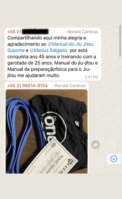 Depoimento de aluno do Manual do Jiu-Jítsu
